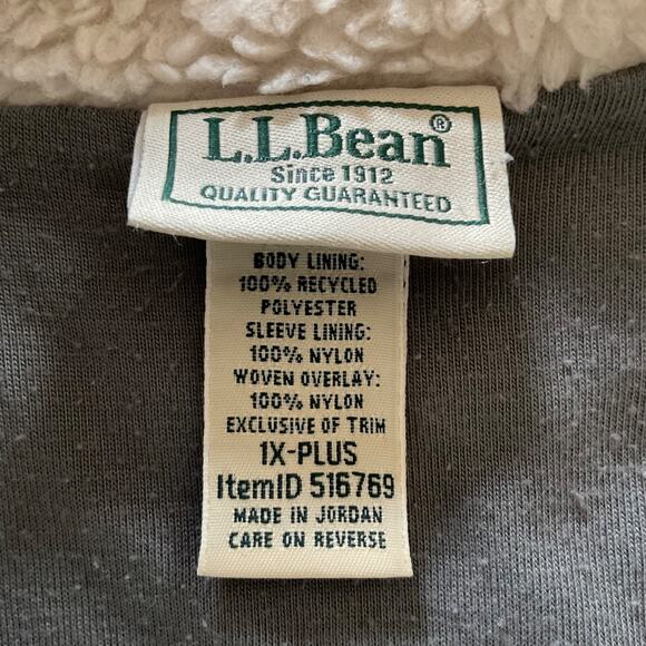 L.L. Bean Womens Plus 1X Beans Sherpa Fleece Jacket 516769 Deep High Pile Preppy - Picture 5 of 11